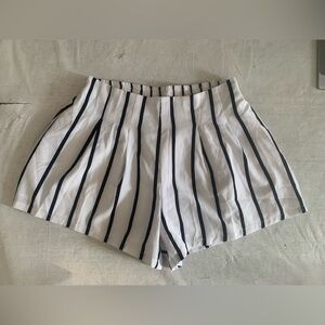 Black and White Striped High Waist Shorts